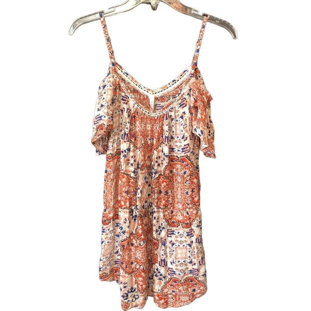 Raga Dress Womens S Cold Shoulder Mini Dress Sunset Gold Festival Hippie Boho